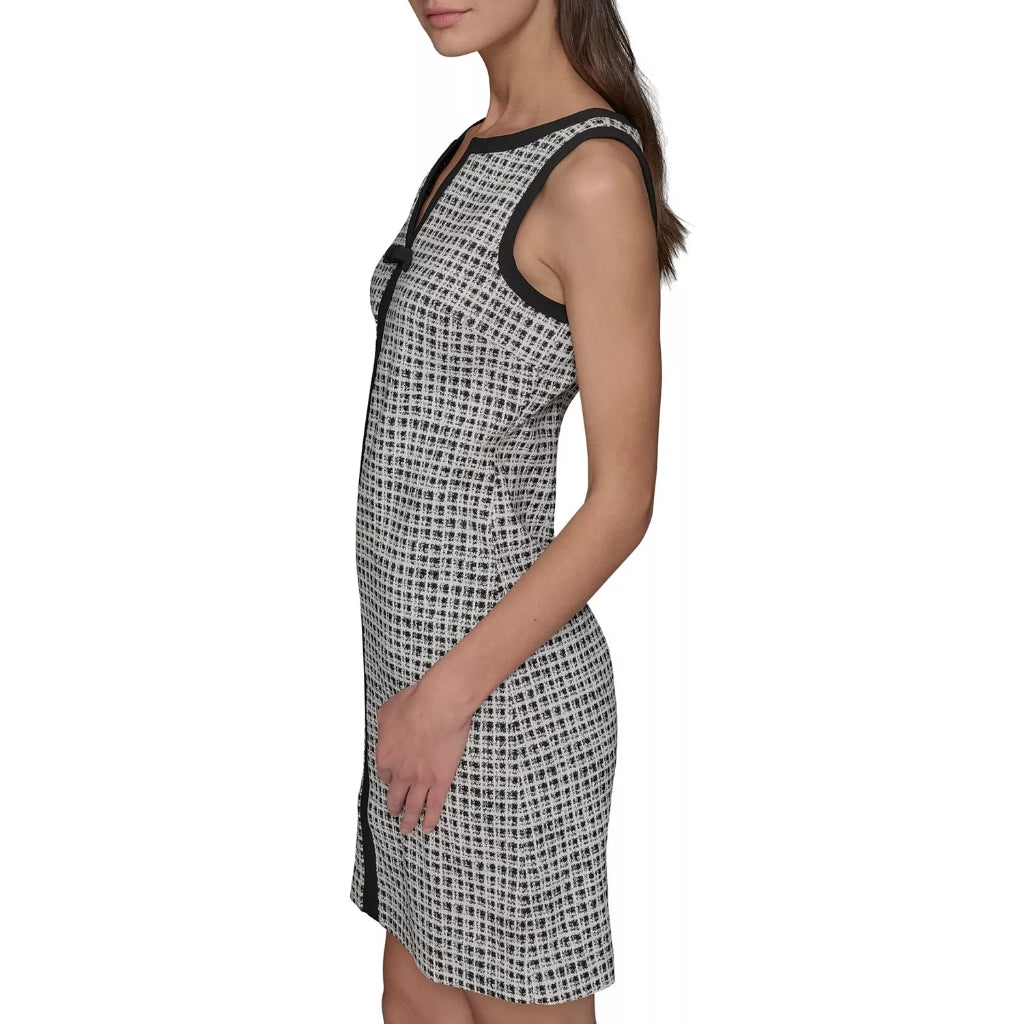 Karl Lagerfeld Paris Women's Black & White Millenium Jacquard Contrast-Frame Dress