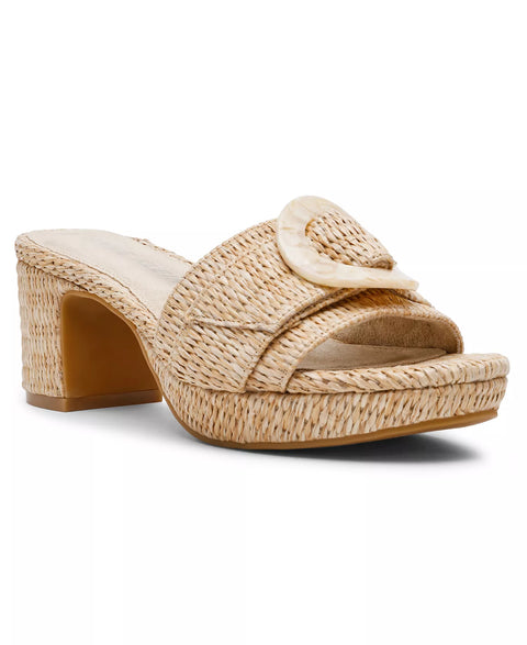 Anne Klein Women's Beige Pepper Buckle Platform Block Heeled Sandals |  Anne Klein in Lebanon