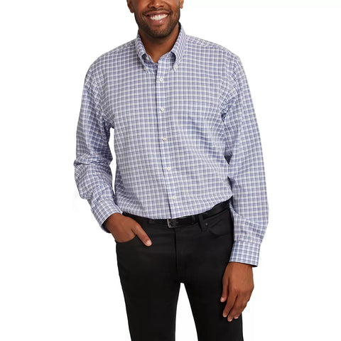 Kirkland Signature Men's White & Blue Checked Shirt | Kirkland Signature In Lebanon