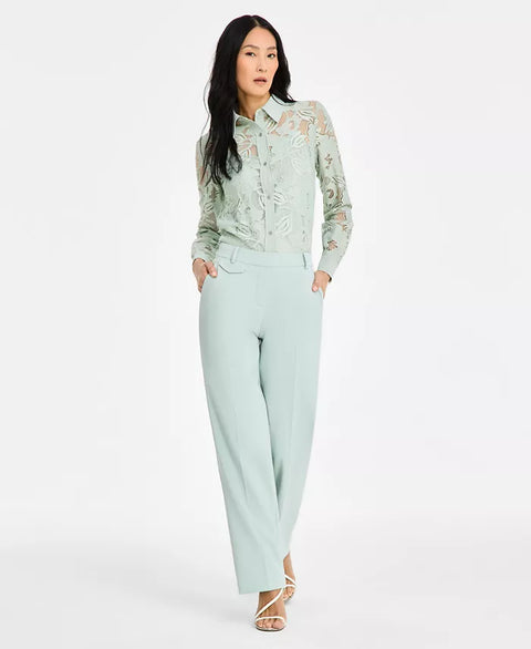 Anne Klein Women's Soft Green Liberty Stretch High Rise Wide-Leg Pull-On Pants | Anne Klein In Lebanon