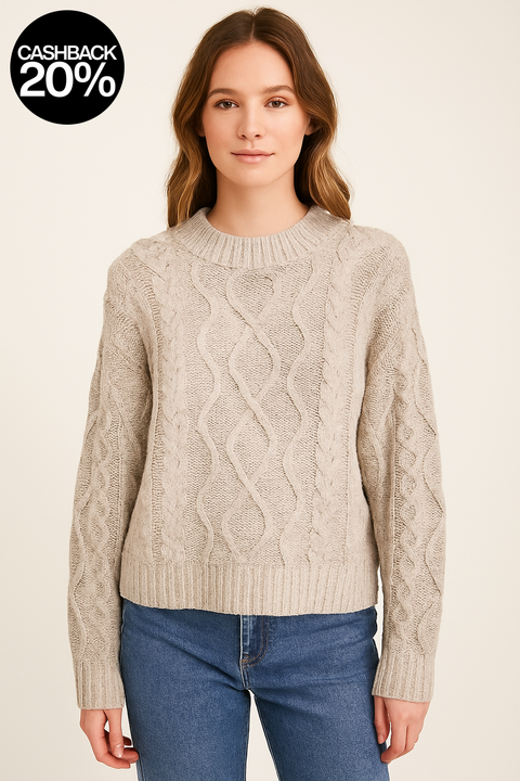 Forever 21 Women's Taupe Knitted Sweater | Forever 21 In Lebanon