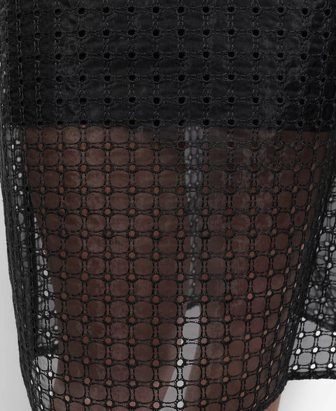 DKNY Women's Black Sleeveless Circle Eyelet Dress | DKNY In Lebanon