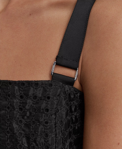 DKNY Women's Black Sleeveless Circle Eyelet Dress | DKNY In Lebanon