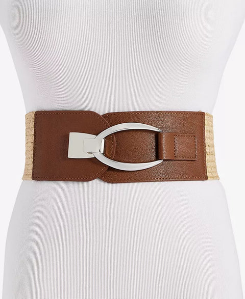 I.N.C. International Concepts Women's Tan Stretch Straw Oval & Hook Belt | I.N.C. International Concepts In Lebanon