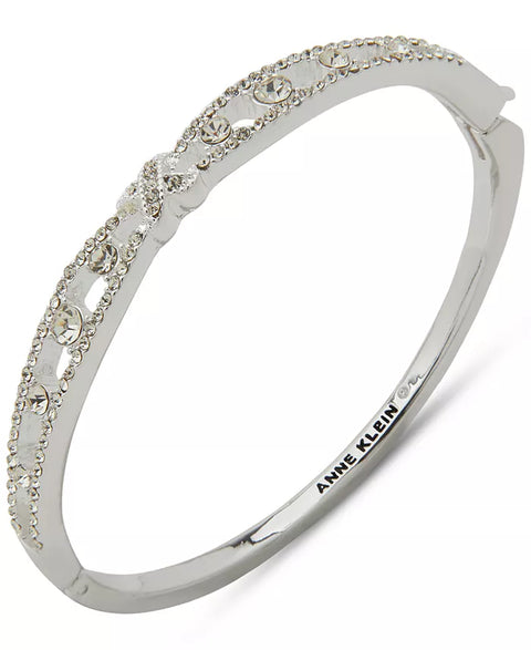 Anne Klein Women's Silver-Tone Crystal Open Hinge Bracelet | Anne Klein In Lebanon