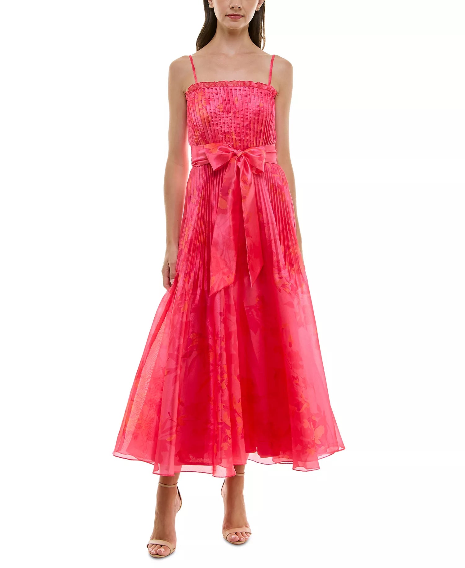 Taylor Women’s Pink Pleated Chiffon Floral Midi Dress | Taylor in Lebanon