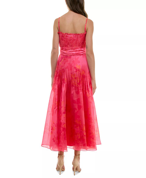 Taylor Women’s Pink Pleated Chiffon Floral Midi Dress | Taylor in Lebanon