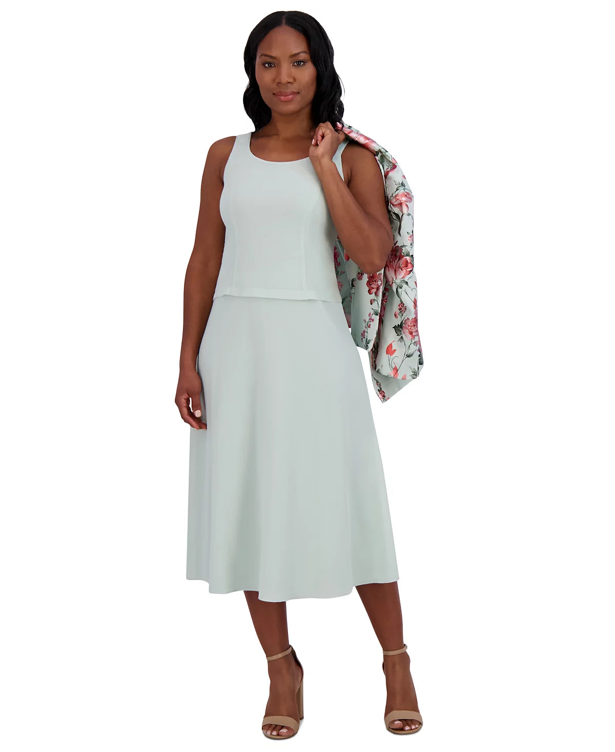 Jessica Howard Women's Sage Green 2-Pc. Floral-Print Jacket & Dress Set | Jessica Howard In Lebanon