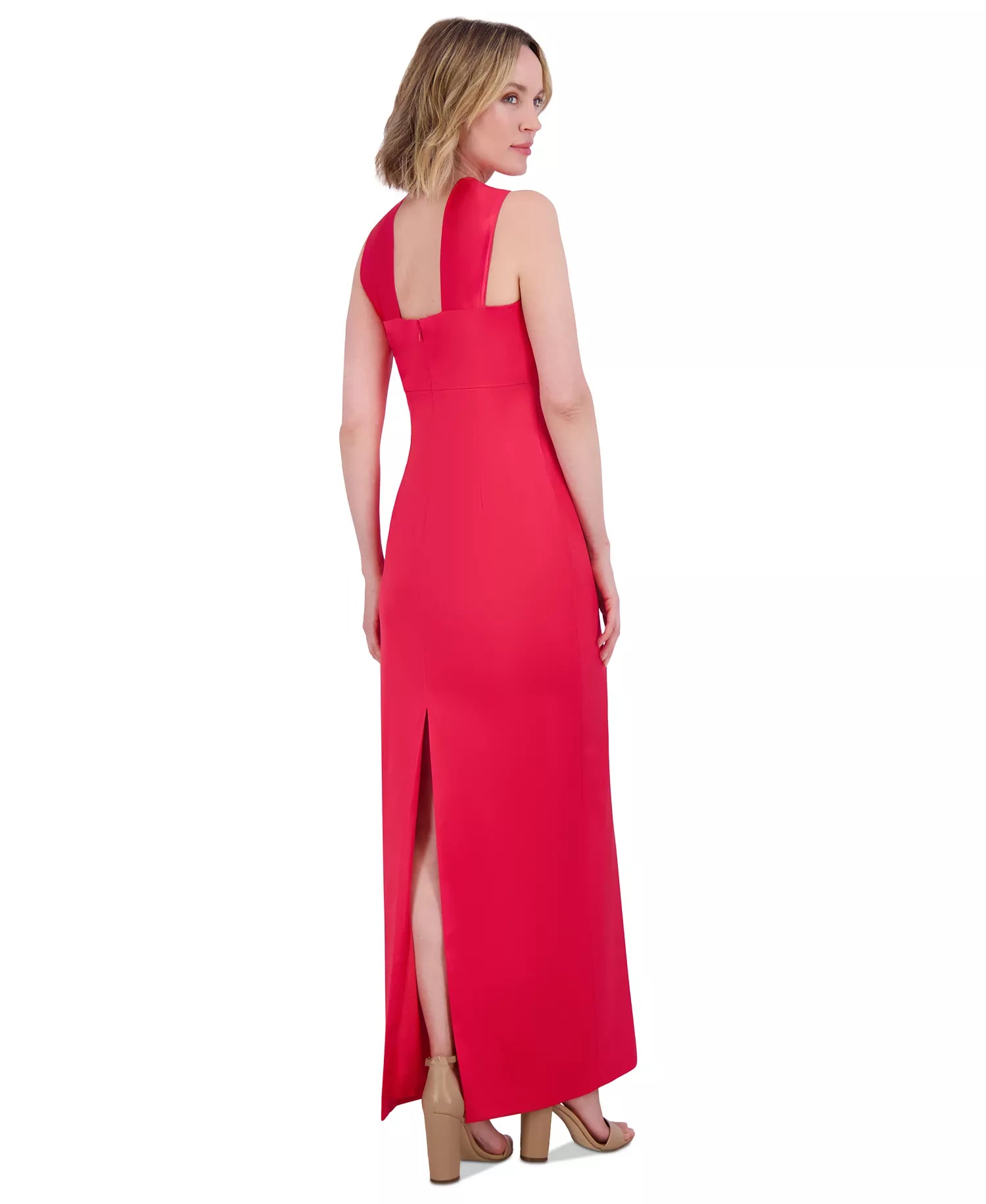 Eliza J Women's Fuchsia Twisted Halter Sleeveless Satin Gown Dress | Eliza J In Lebanon