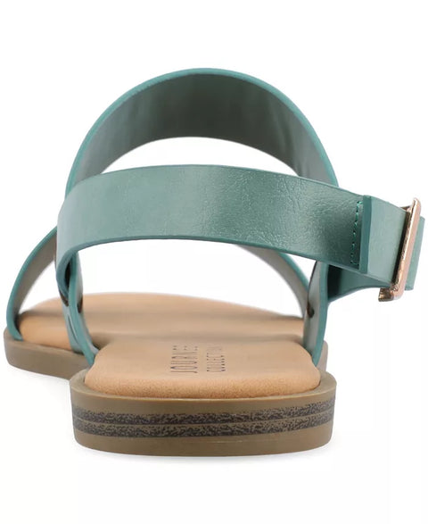 Journee Collection Women's Aqua Lavine Double Strap Flat Sandals |Journee Collection In Lebanon