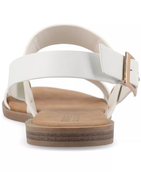 Journee Collection Women's White Lavine Medium and Wide Width Multi Strap Flat Sandals  | Journee Collection  in Lebanon