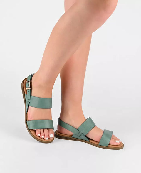 Journee Collection Women's Aqua Lavine Double Strap Flat Sandals |Journee Collection In Lebanon