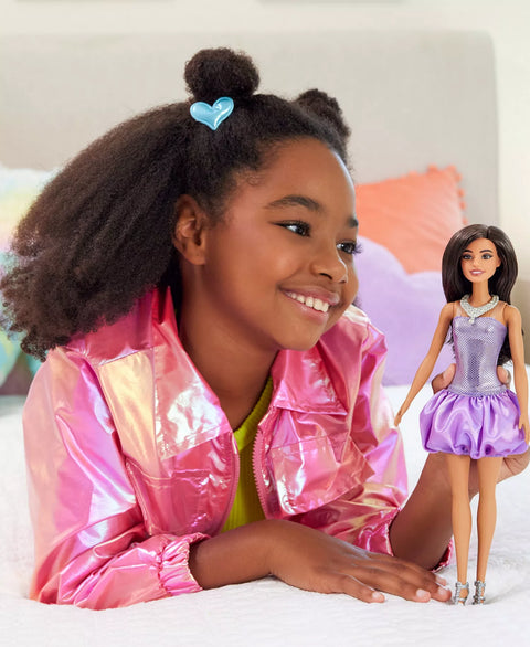 Barbie Fashionistas Doll 234 In Sequined Purple Dress & Silvery Accessories | Barbie In Lebanon