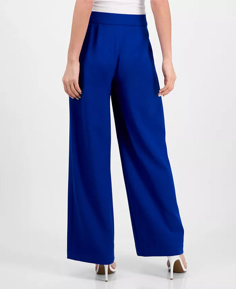 Tahari ASL Women's Royal Blue Mid-Rise Wide-Leg Trousers | Tahari In Lebanon