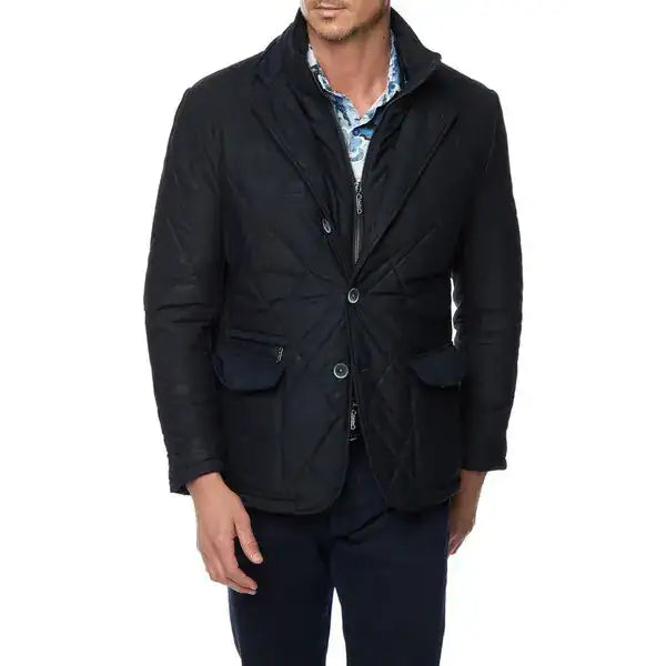 Robert Graham Men's Black The Jetset V Quilted Nylon Jacket|Robert Graham In Lebanon