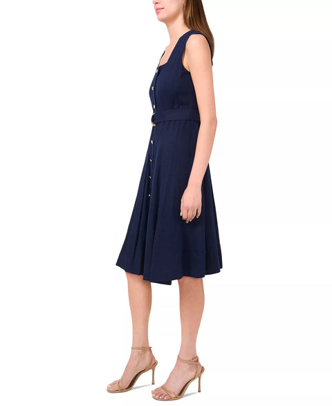 MSK Women's Navy Petite Square-Neck Button-Front Sleeveless Dress|MSK In Lebanon