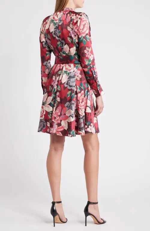 Tahari Asl Women's Multicolor Floral Print Belted Long Sleeve Dress | Tahari Asl In Lebanon