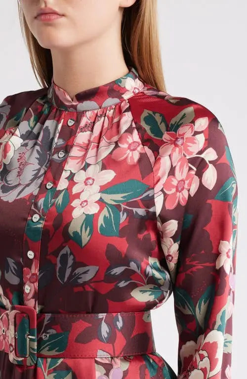 Tahari Asl Women's Multicolor Floral Print Belted Long Sleeve Dress | Tahari Asl In Lebanon