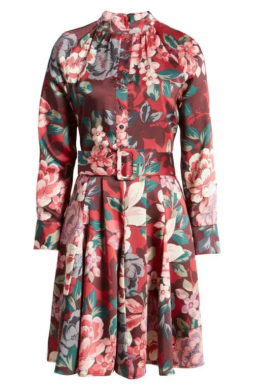 Tahari Asl Women's Multicolor Floral Print Belted Long Sleeve Dress | Tahari Asl In Lebanon