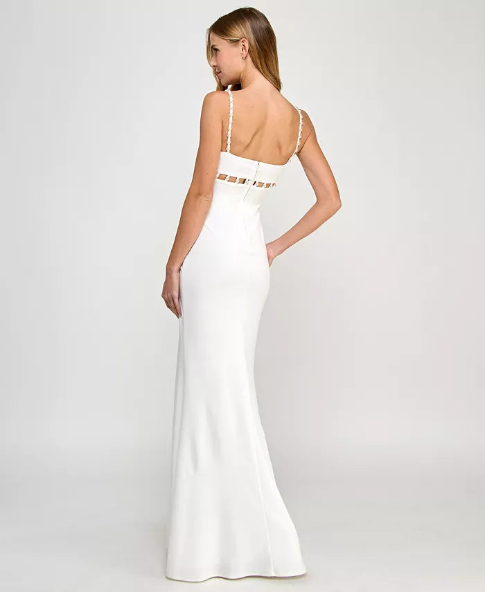 Seni & Cade Women's White V-Neck Pearl Detailed Dress | Seni & Cade In Lebanon