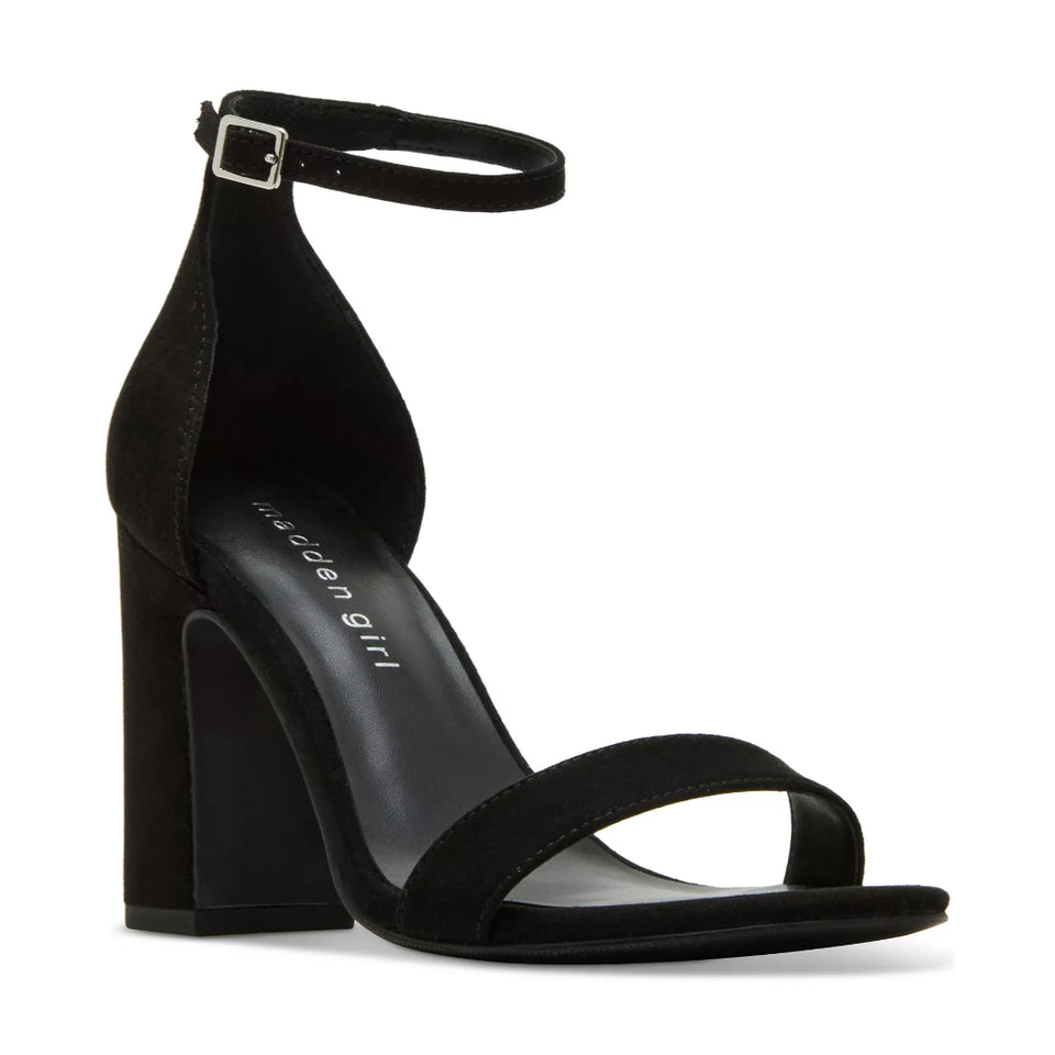 Madden Girl Women's Black Sasha Two-Piece Block-Heeled Sandals