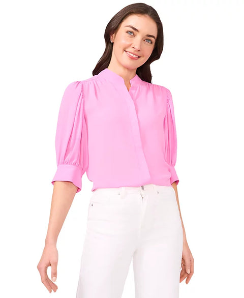 CeCe Women's Pink 3/4-Sleeve Collared Button Down Blouse | CeCe In Lebanon