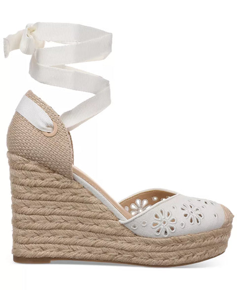 On 34th Women's Off White Lnen Melindaa Espadrille Wedge Sandals | On 34th In Lebanon