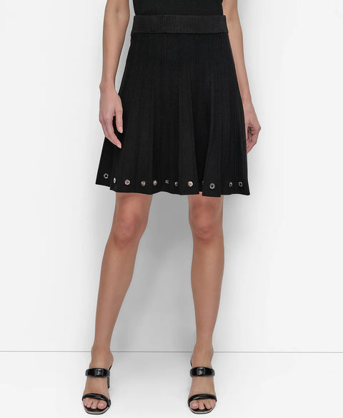 DKNY Women's Black Knit Grommet Skirt | DKNY In Lebanon