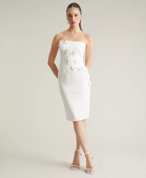 ivy + blu Women's White Embellished 3D Floral Appliqué Strapless Dress | ivy + blu in Lebanon