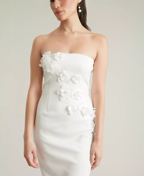 ivy + blu Women's White Embellished 3D Floral Appliqué Strapless Dress | ivy + blu in Lebanon
