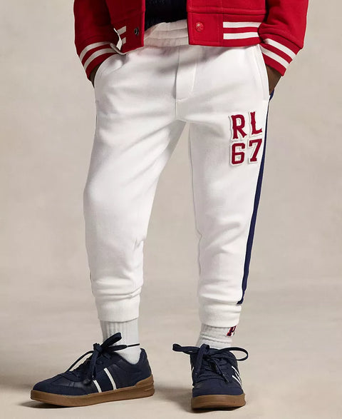 Polo Ralph Lauren Boy's White & Navy Logo Double Knit Sweatpants | Polo Ralph Lauren In Lebanon