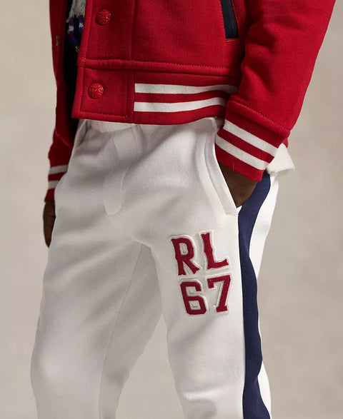 Polo Ralph Lauren Boy's White & Navy Logo Double Knit Sweatpants | Polo Ralph Lauren In Lebanon