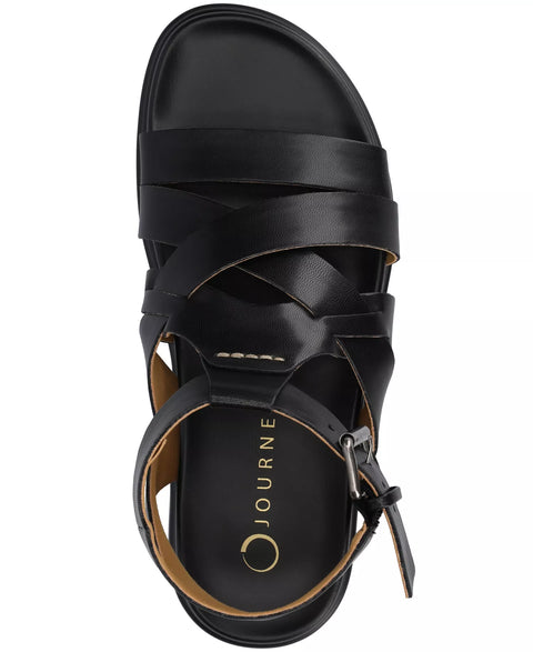 Journee Collection Women's Black Mistee Strappy Fisherman Sandals  | Journee Collection  in Lebanon