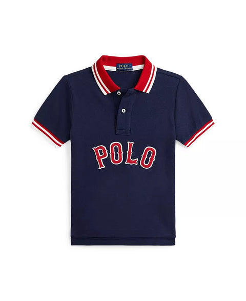 Polo Ralph Lauren Boy's Navy Baseball-Logo Mesh Polo T-Shirt | Polo Ralph Lauren In Lebanon