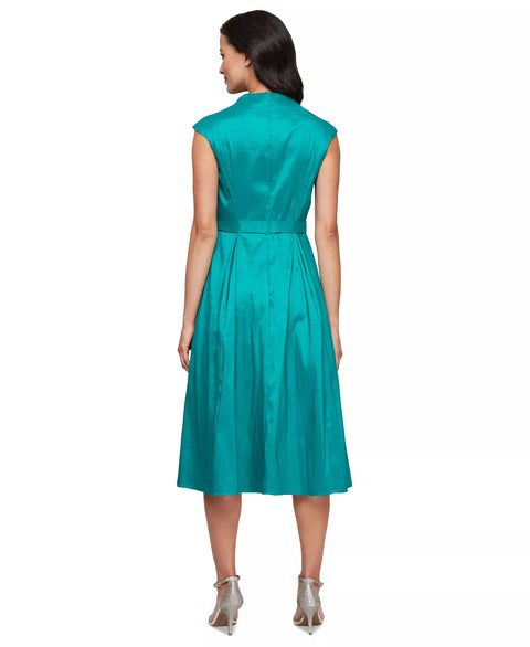 Alex Evenings Women's Green Belted A-Line  Dress| Alex Evenings in Lebanon