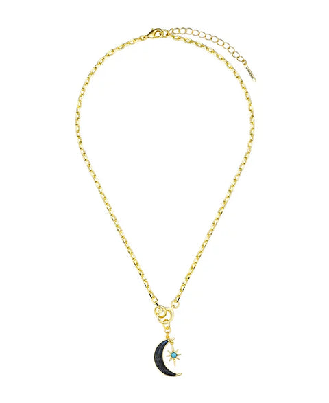 Unwritten Women's Gold-Tone Lapis Stone Moon Star Pendant Necklace | Unwritten In Lebanon