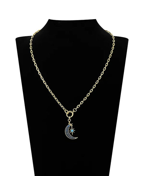 Unwritten Women's Gold-Tone Lapis Stone Moon Star Pendant Necklace | Unwritten In Lebanon