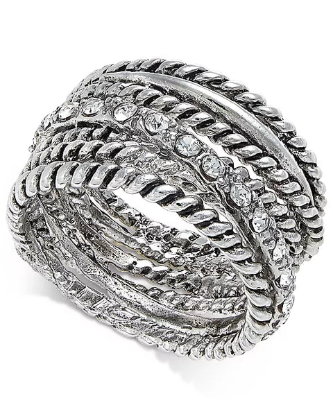 International Concepts Women's Silver Crystal Twist Ring|  International Concepts in Lebanon