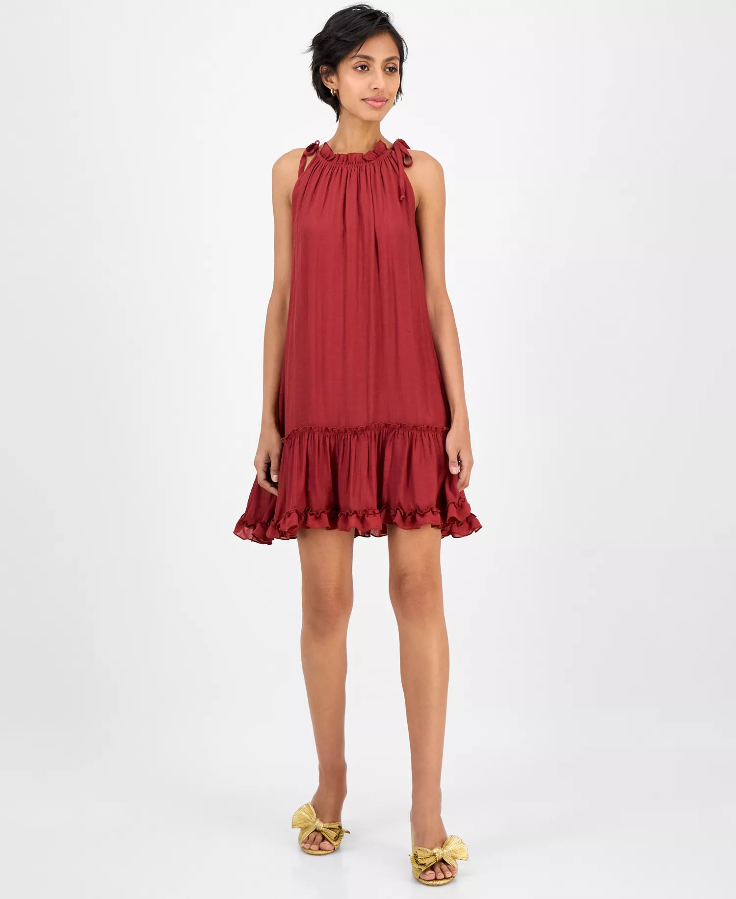 Robbie Bee Women's Brick Tiered-Ruffle-Trim A-Line Sleeveless Dress|Robbie Bee In Lebanon