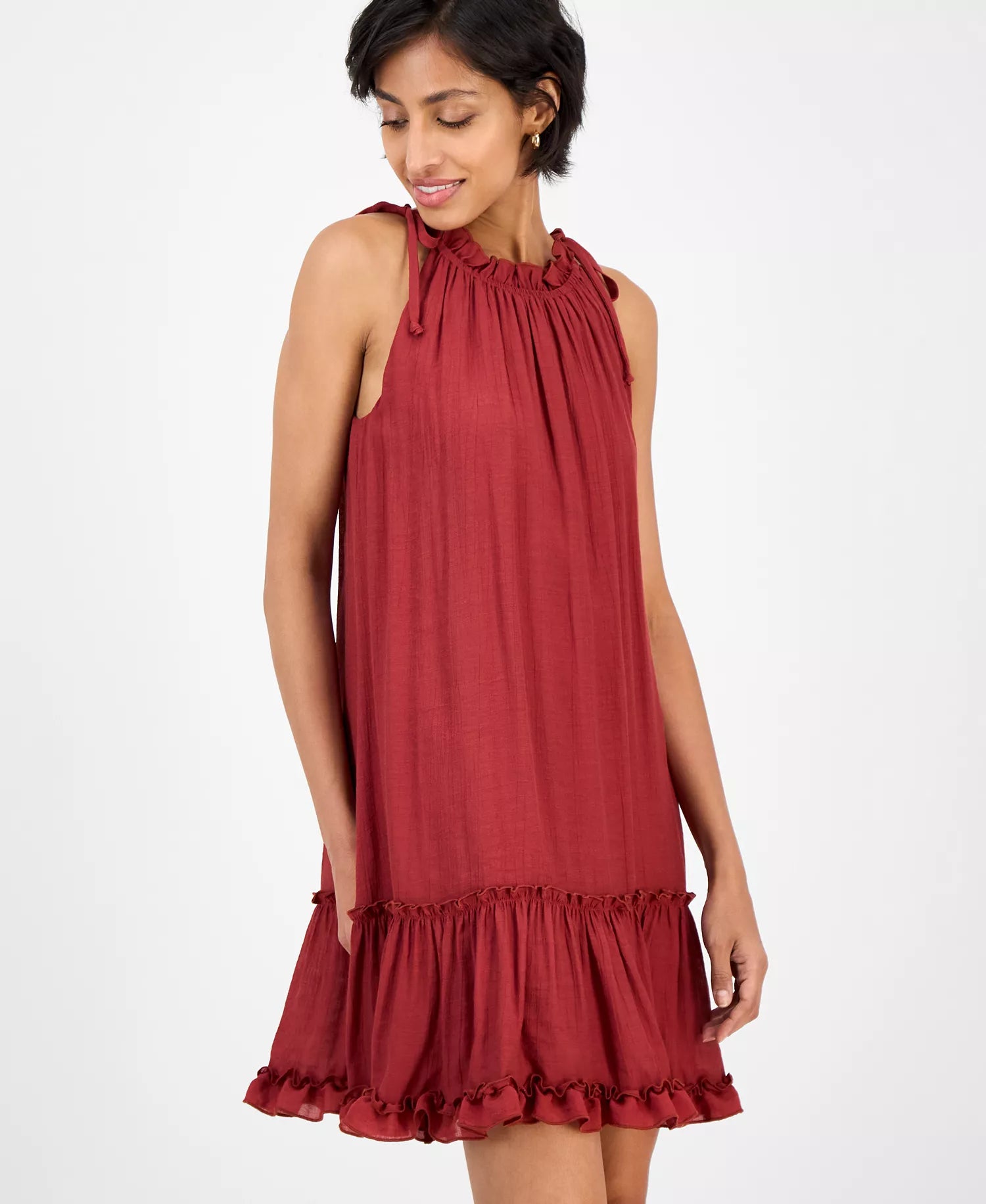 Robbie Bee Women's Brick Tiered-Ruffle-Trim A-Line Sleeveless Dress|Robbie Bee In Lebanon