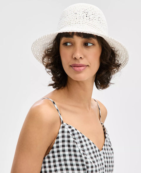On 34th Women's White Solid Crochet Bucket Hat | On 34th In Lebanon