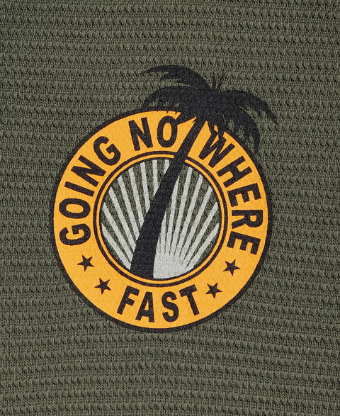 Mode of One Men's Olive Green & Orange Relaxed Fit Short Sleeve Waffle-Knit Logo T-Shirt|Mode of One In Lebanon