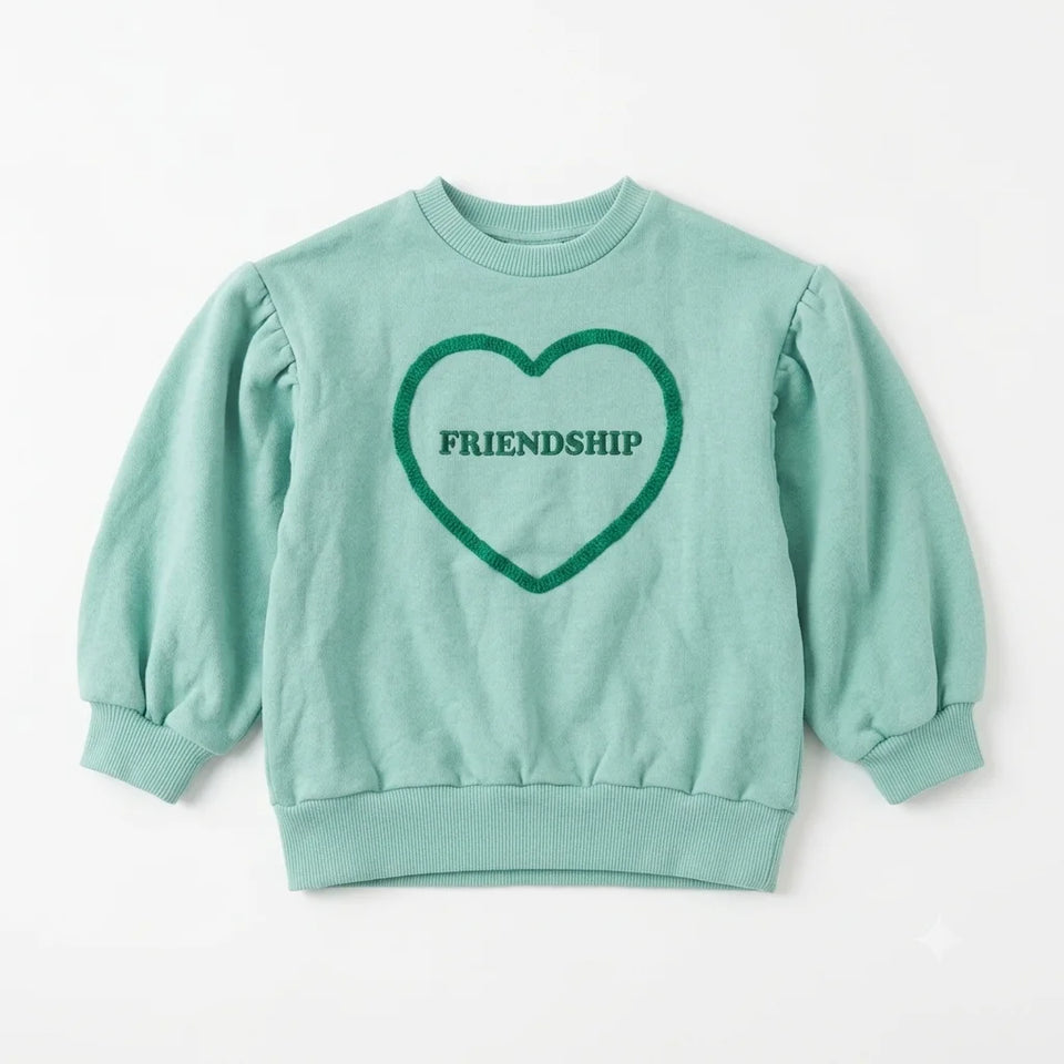 Zara Baby Girl's Green Heart Puff Sleeves Sweatshirt | Zara In Lebanon
