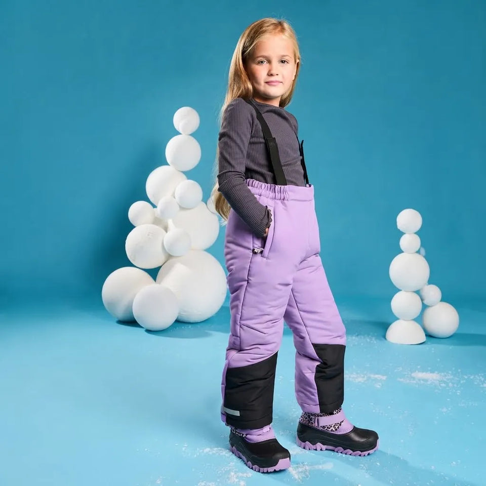 Sinsay Girl's Purple and Black Adjustable Elastic Shoulder Straps with Panels Snow Pants