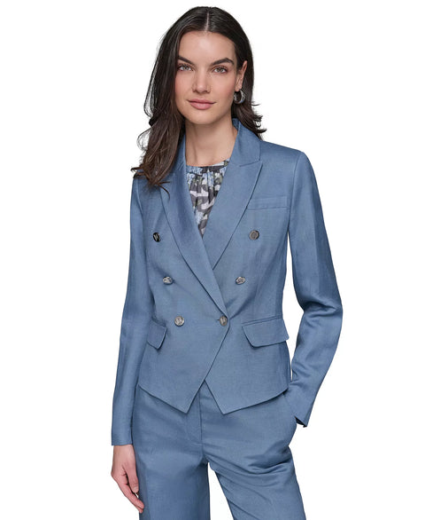Karl Lagerfeld Paris Women's Indigo Blue Double-Breasted Peak-Lapel Blazer | Karl Lagerfeld Paris In Lebanon