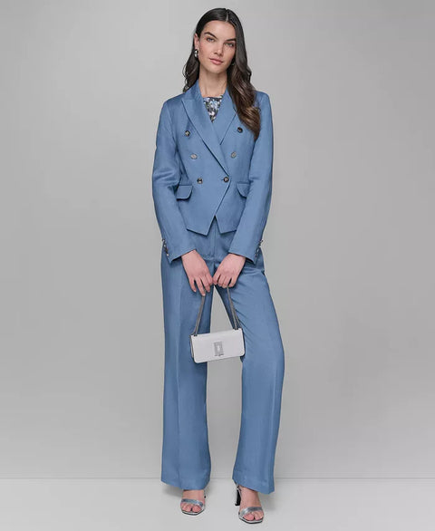 Karl Lagerfeld Paris Women's Indigo Blue Double-Breasted Peak-Lapel Blazer | Karl Lagerfeld Paris In Lebanon