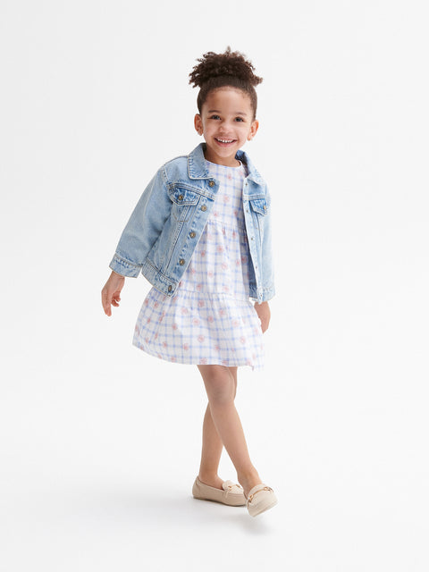 Reserved Baby Girl's White/Blue Floral Dress With A Pattern | Reserved In Lebanon