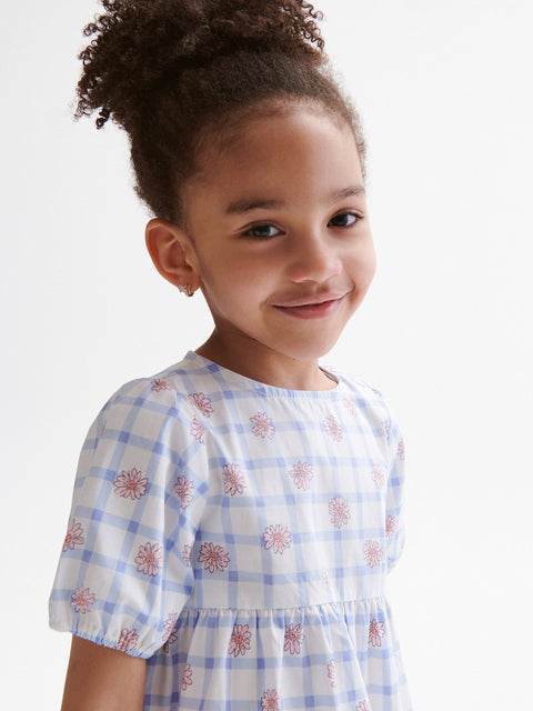 Reserved Baby Girl's White/Blue Floral Dress With A Pattern | Reserved In Lebanon