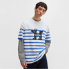 Hugo Men's White/Blue Nola stripe Dog Logo T-Shirt T-Shirt | Hugo in Lebanon