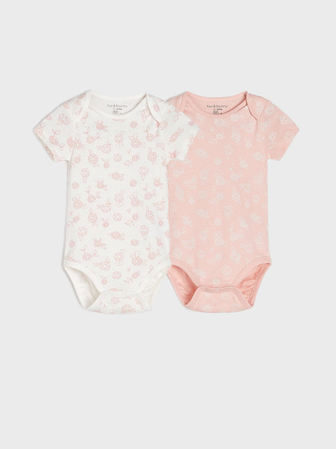 Sinsay Baby Girl's Pink & White Printed 2 Pack Bodysuit |Sinsay In Lebanon